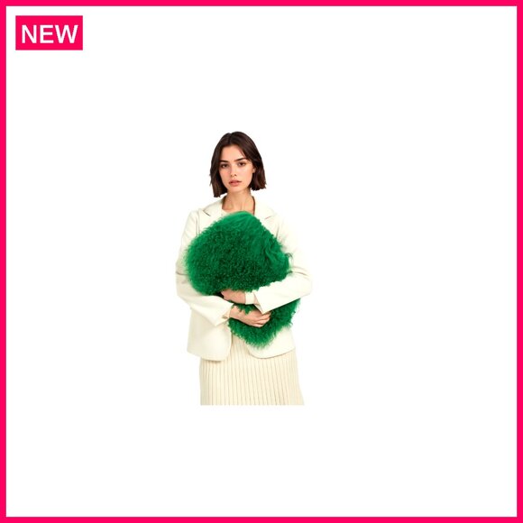 Real Lamb Fur Tote Bag with Leather Handles, Evening Clutch - Picture 8 of 8